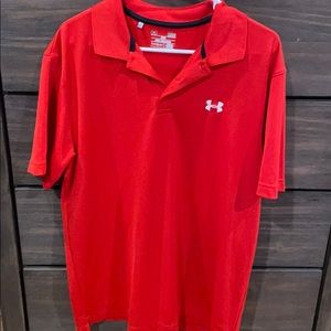 Red under armour golf polo